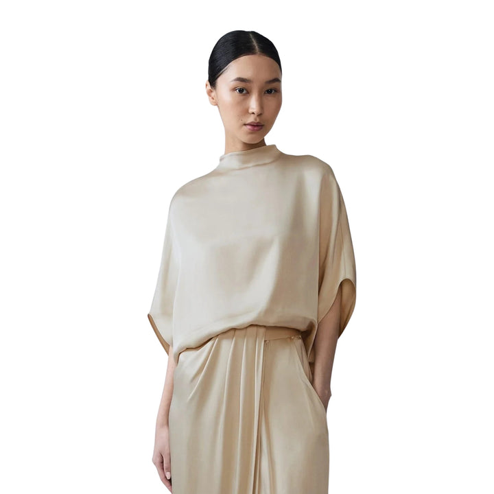 Satin Cape Tee in Sand