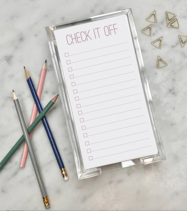 Check It Off: Acrylic Jotter Tray with Paper - Dusty Rose -  -