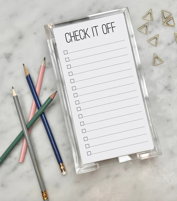 Check It Off: Acrylic Jotter Tray with Paper - Dusty Rose -  -
