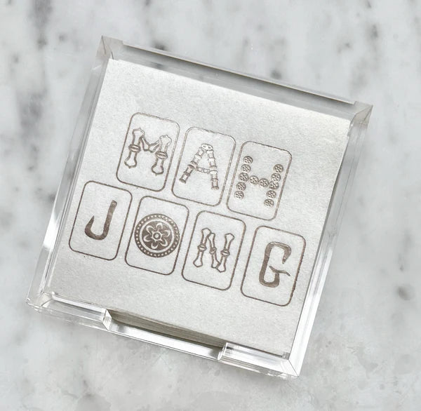 Mah Jong Acrylic Tray and Foil Embossed Napkins Set