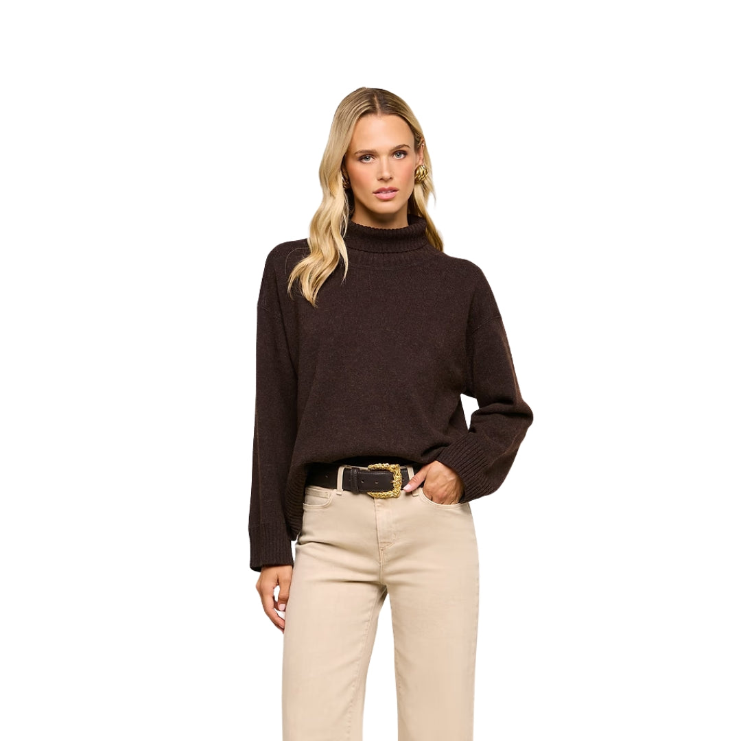 Selwyn Oversized Turtleneck in Chocolate