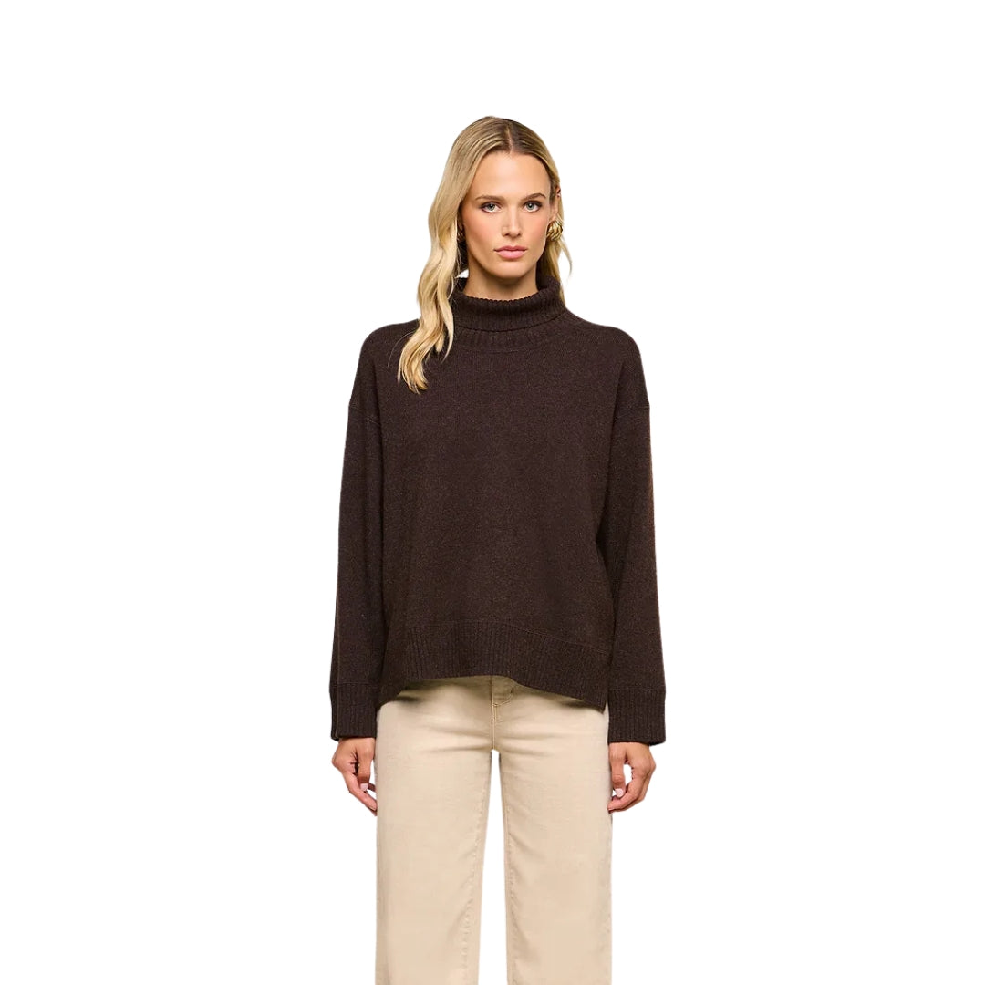 Selwyn Oversized Turtleneck in Chocolate