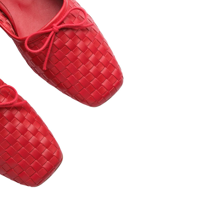 JADA SQUARE TOE BALLET FLAT Red