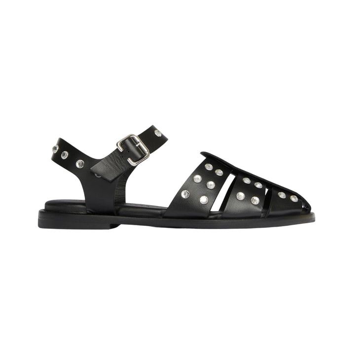 SERA FISHERMAN SANDAL Black Silver Stud