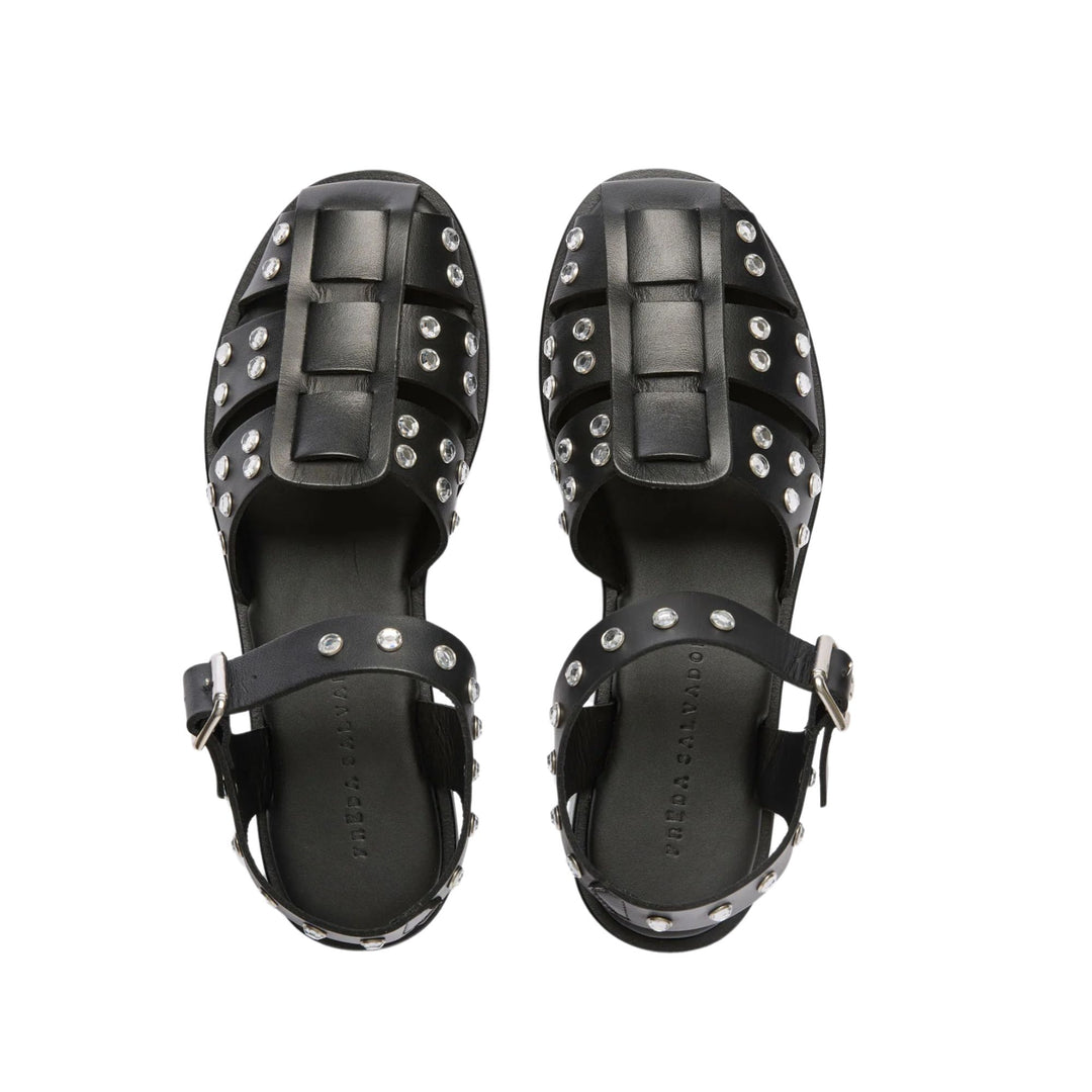 SERA FISHERMAN SANDAL Black Silver Stud