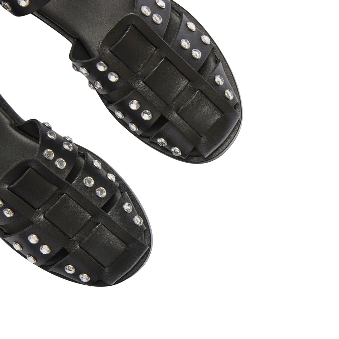 SERA FISHERMAN SANDAL Black Silver Stud