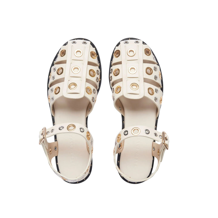 SERA FISHERMAN SANDAL Bone Calf with Mixed Grommets