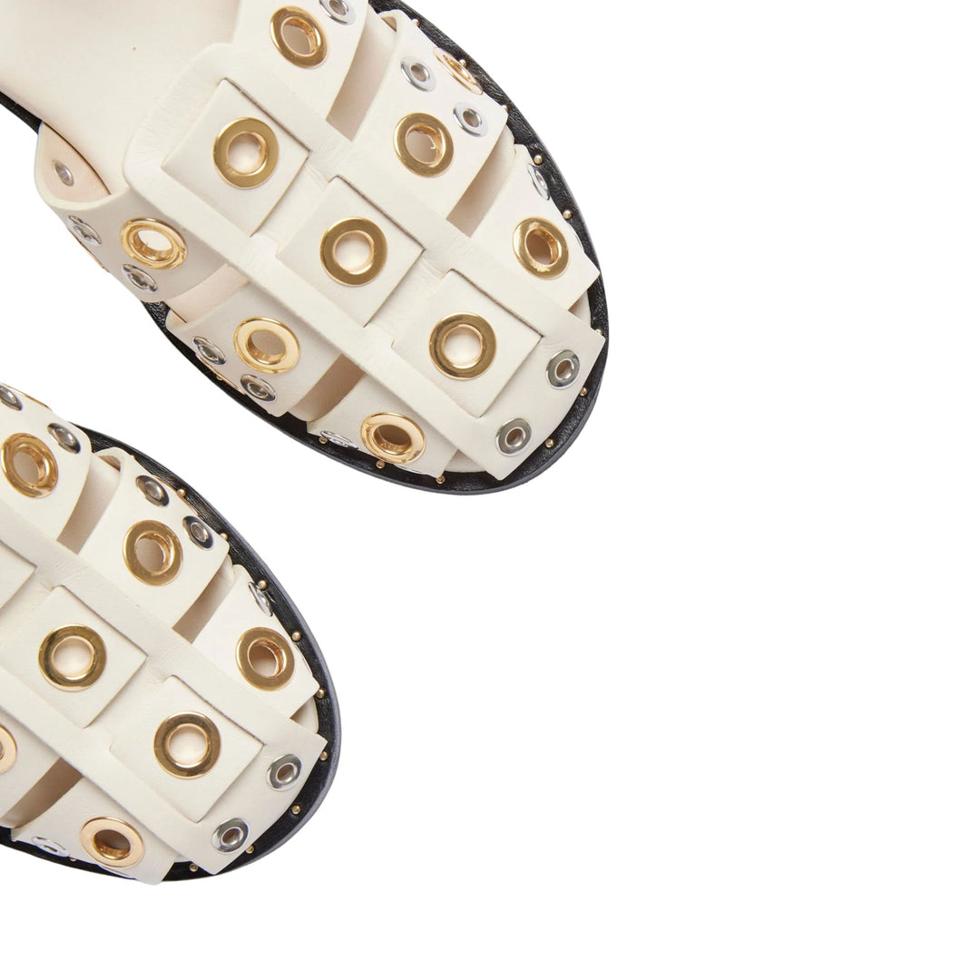 SERA FISHERMAN SANDAL Bone Calf with Mixed Grommets