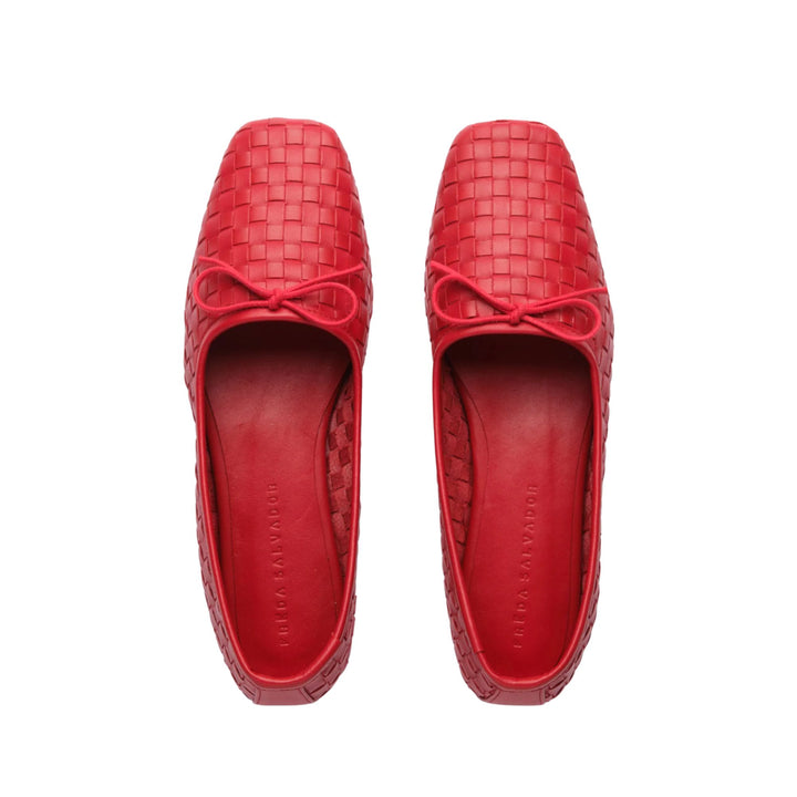 JADA SQUARE TOE BALLET FLAT Red