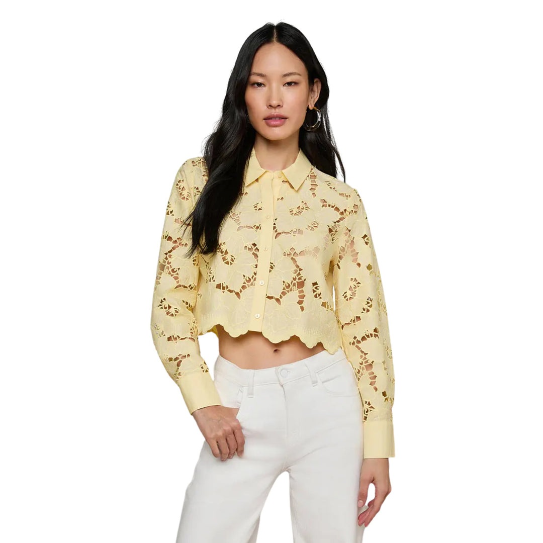Seychelle Cropped Buttondown in Lemon Sorbet