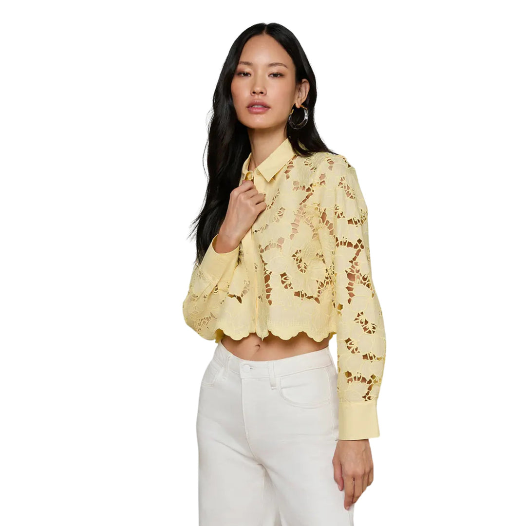 Seychelle Cropped Buttondown in Lemon Sorbet