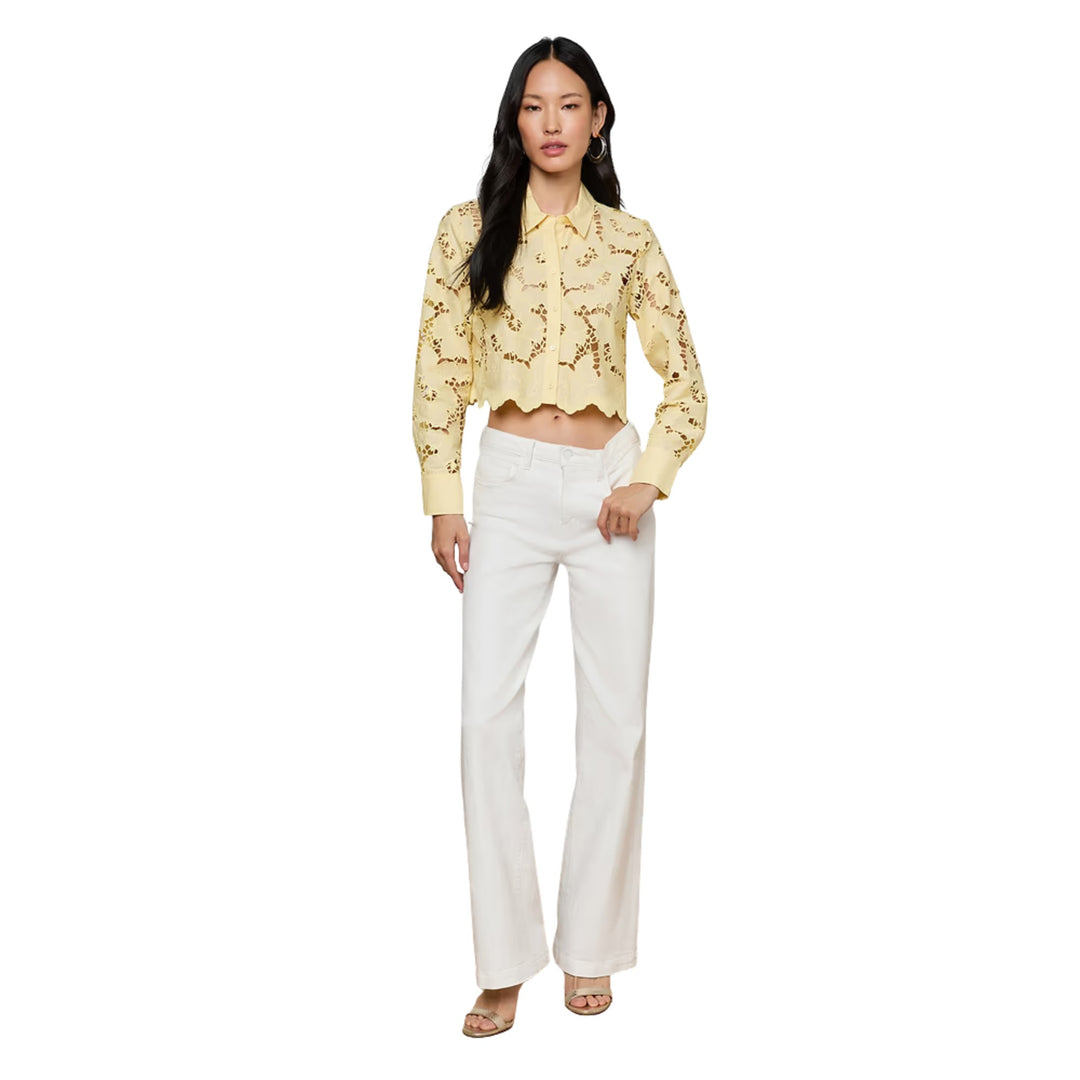 Seychelle Cropped Buttondown in Lemon Sorbet