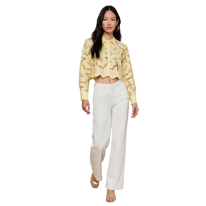 Seychelle Cropped Buttondown in Lemon Sorbet