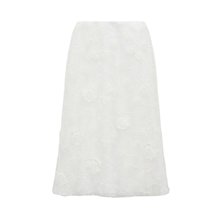 Sheer Meadow Skirt in Pure White