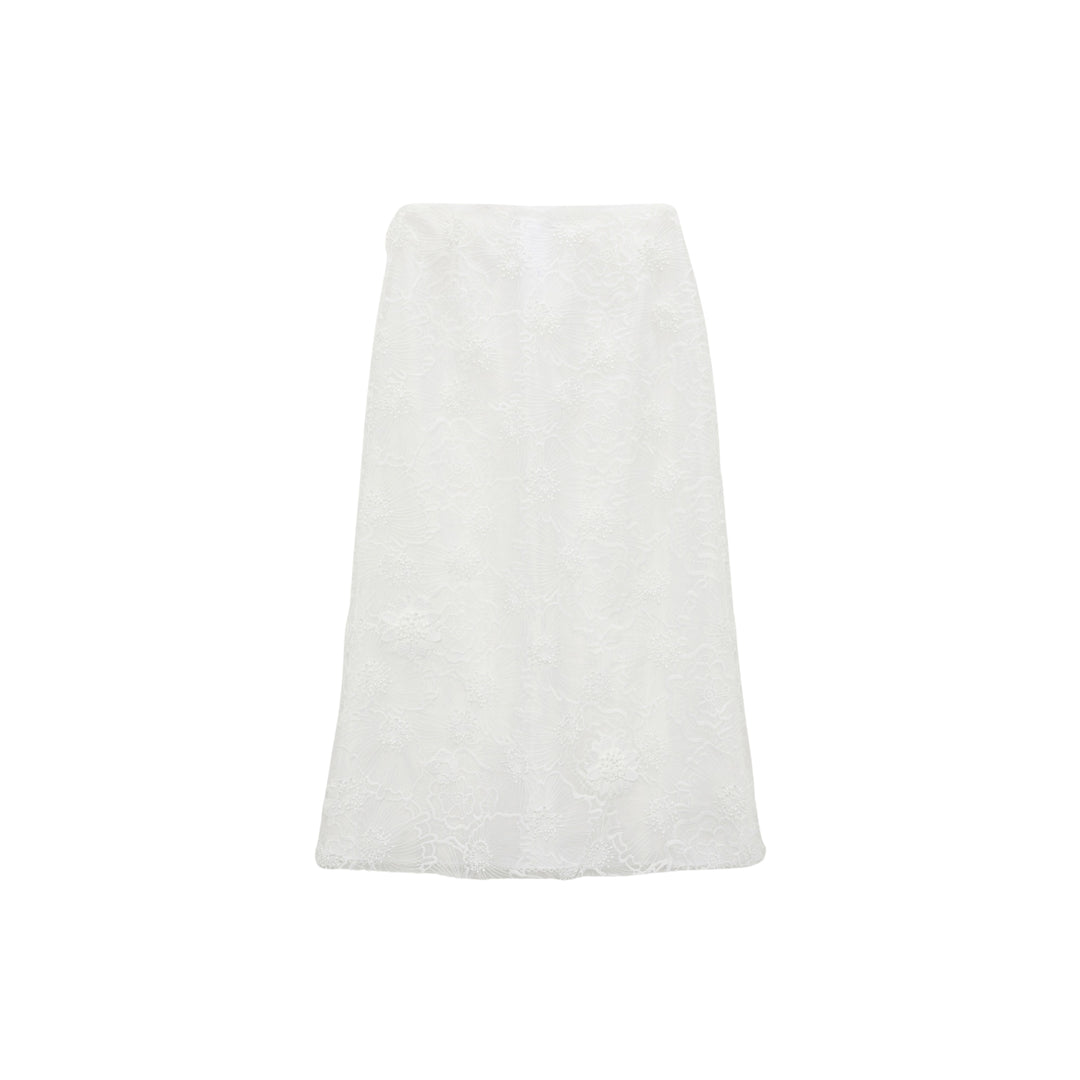 Sheer Meadow Skirt in Pure White