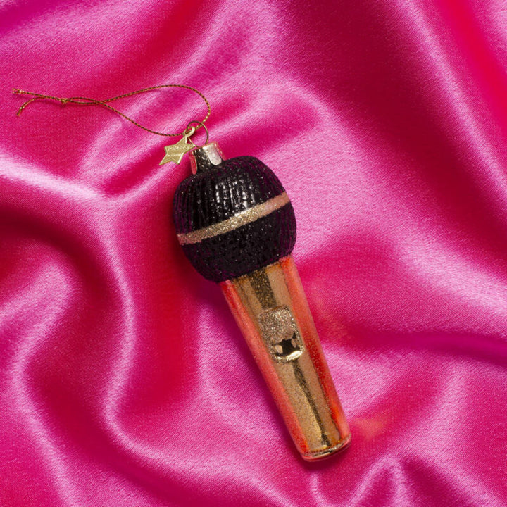 Shiny Gold Microphone Ornament