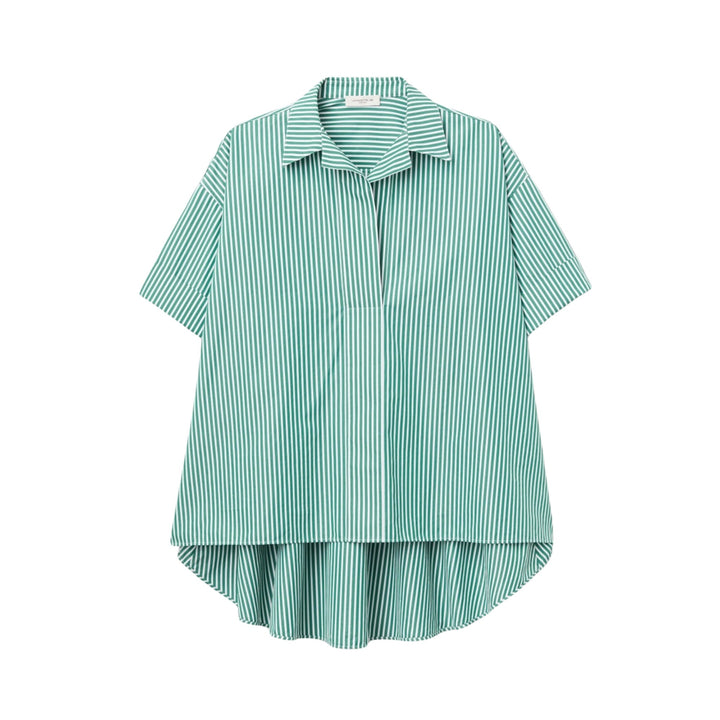 Short Sleeve High Low Swing Shirt in Grass Multi