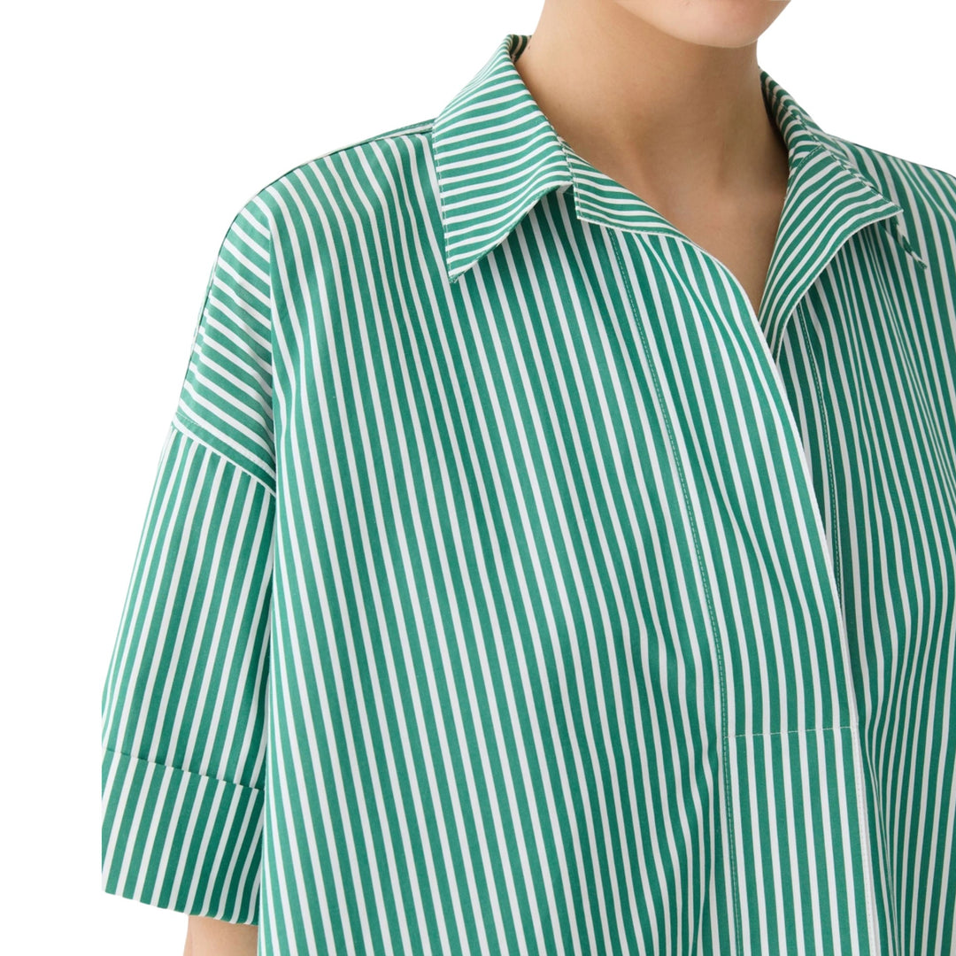 Short Sleeve High Low Swing Shirt in Grass Multi