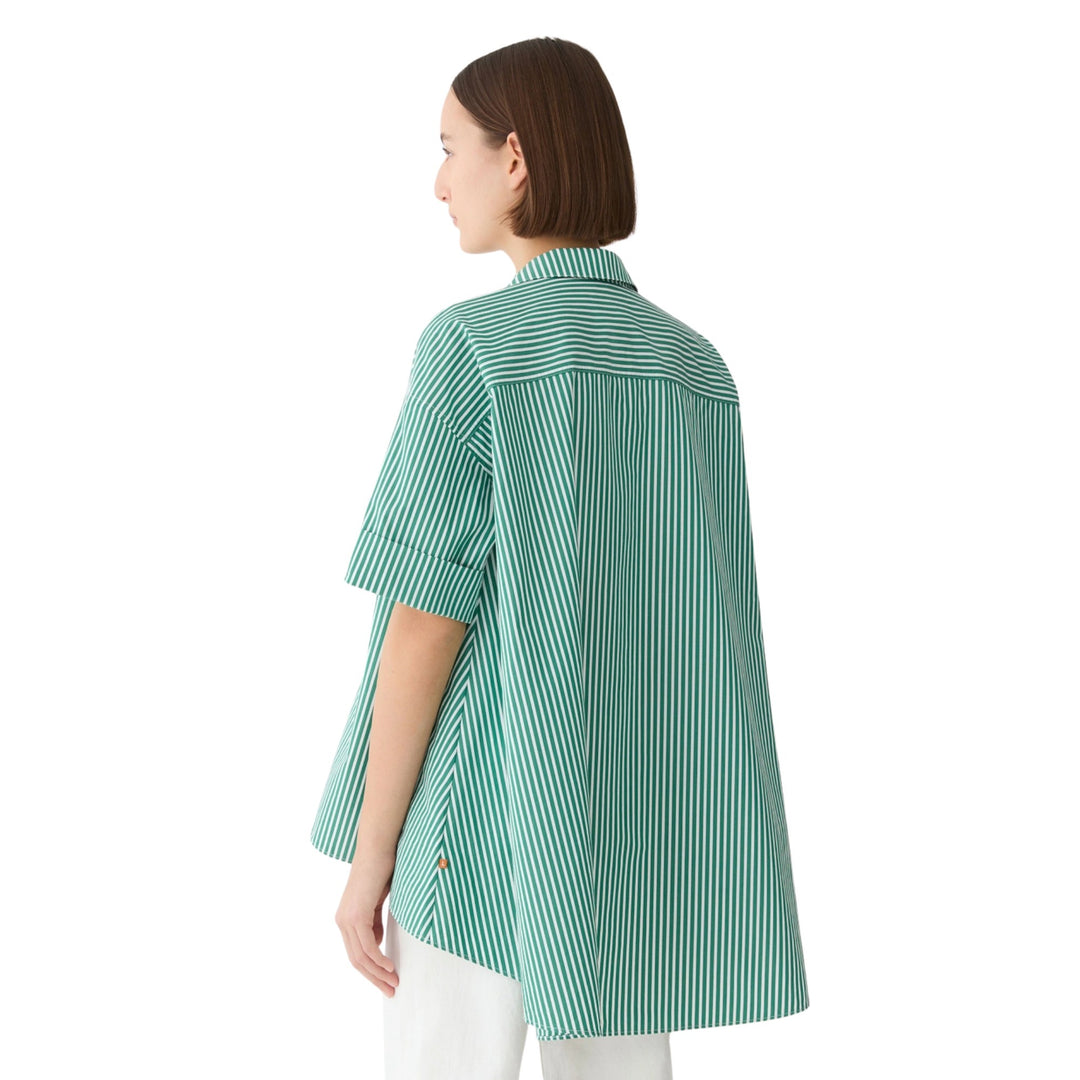 Short Sleeve High Low Swing Shirt in Grass Multi