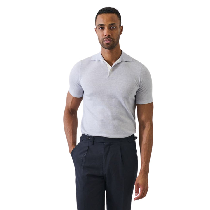 Icicle Short Sleeve Merino Linen Contrast Polo