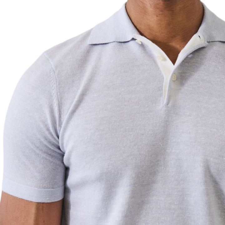 Icicle Short Sleeve Merino Linen Contrast Polo