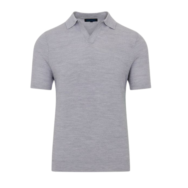 Frost Grey Merino Silk Short Sleeve Johnny Collar
