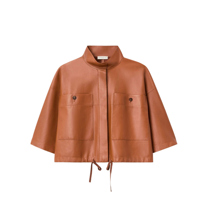 Short Sleeve Oversized Shirt Jacket in Copper