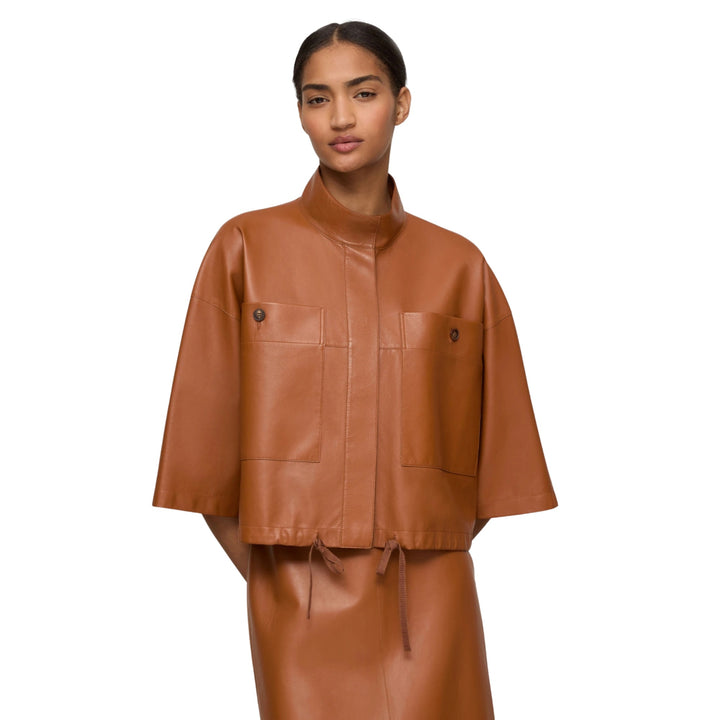 Short Sleeve Oversized Shirt Jacket in Copper