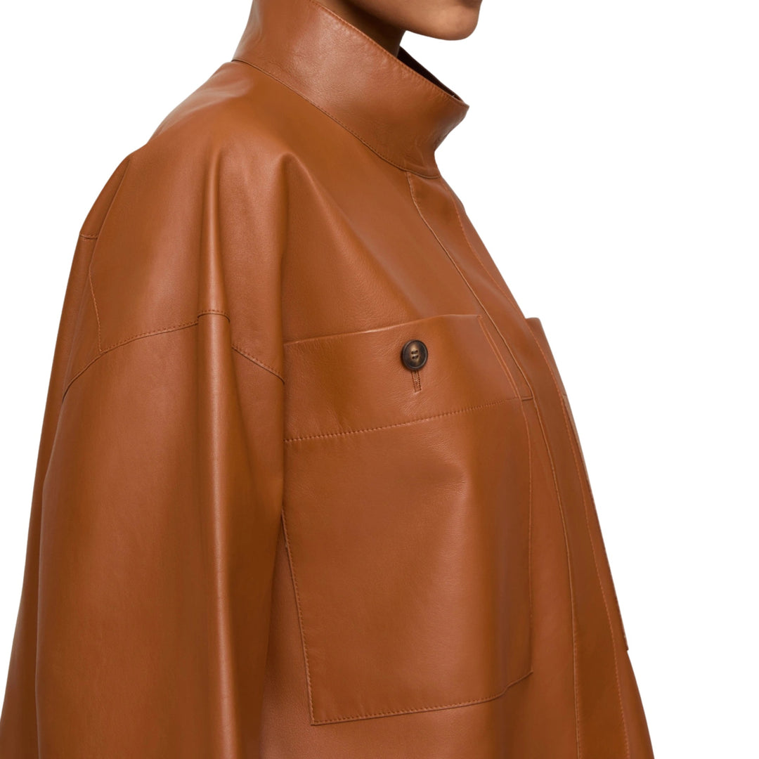 Short Sleeve Oversized Shirt Jacket in Copper