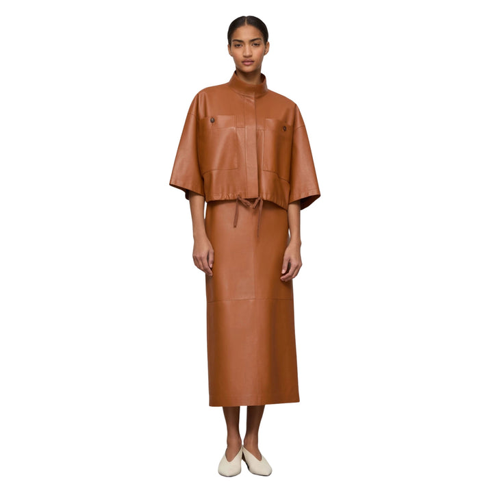 Short Sleeve Oversized Shirt Jacket in Copper