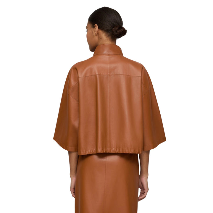 Short Sleeve Oversized Shirt Jacket in Copper
