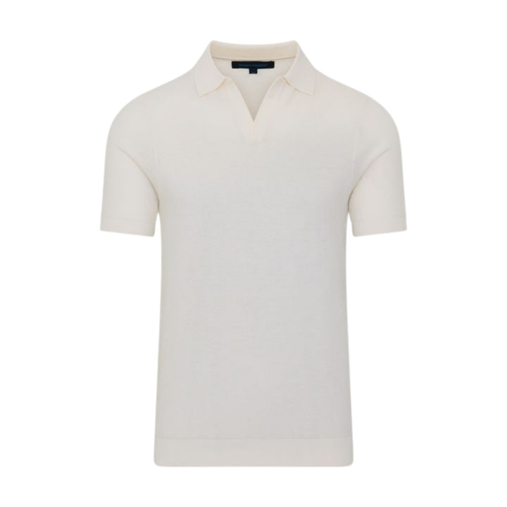Off White Short Sleeve Perforated Stitch Polo