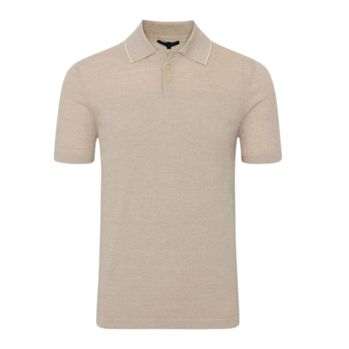 Mushroom Short Sleeve Tipped Button Polo Sweater