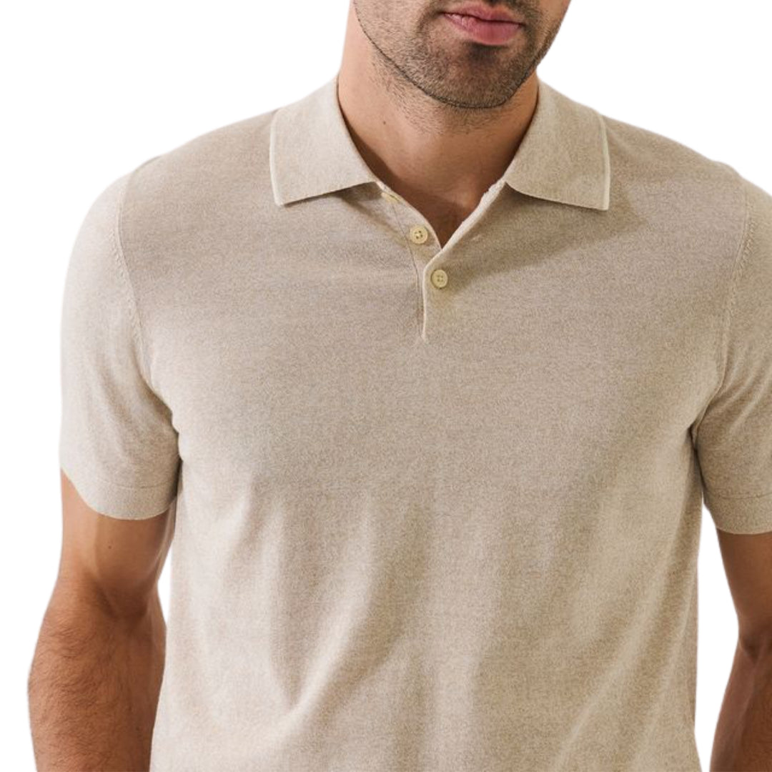 Mushroom Short Sleeve Tipped Button Polo Sweater