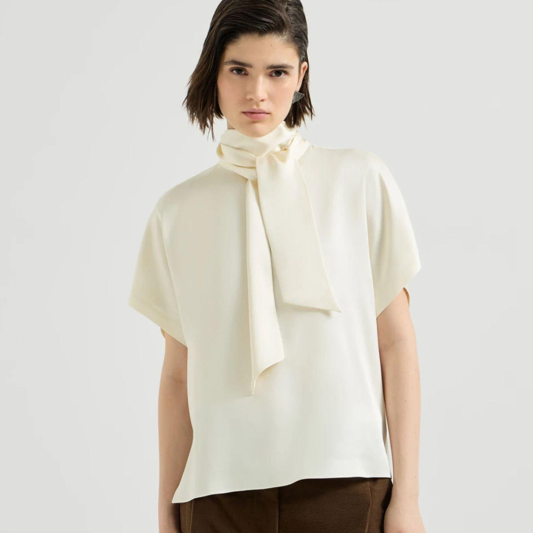 Silk Satin High Neck Top