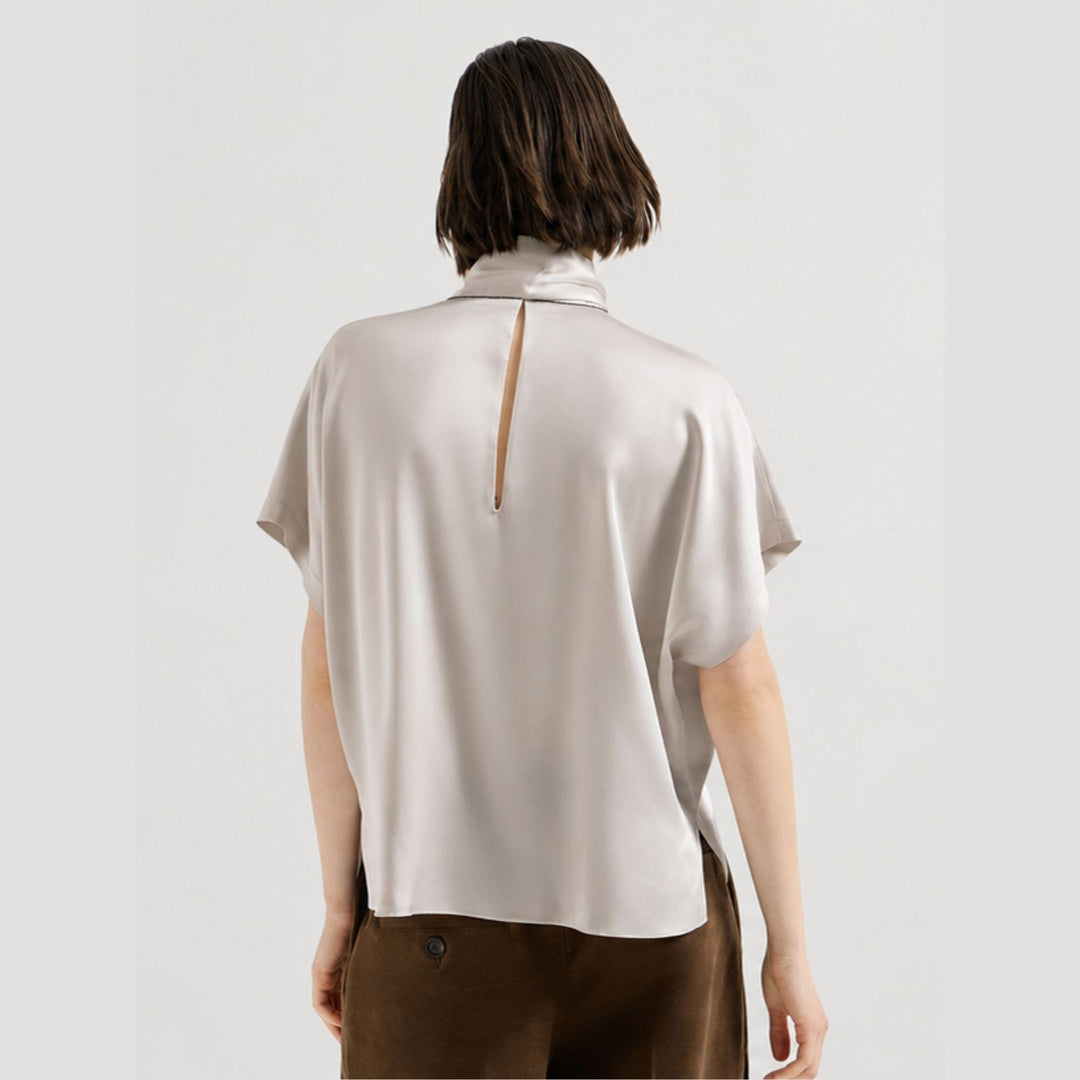 Silk Satin High Neck Top