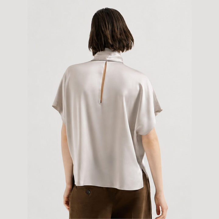 Silk Satin High Neck Top