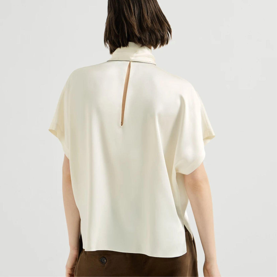 Silk Satin High Neck Top
