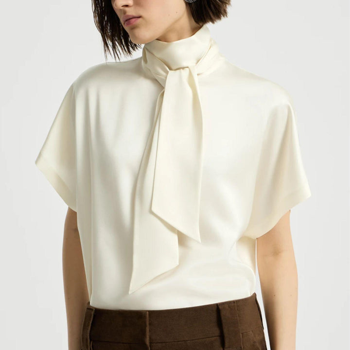 Silk Satin High Neck Top