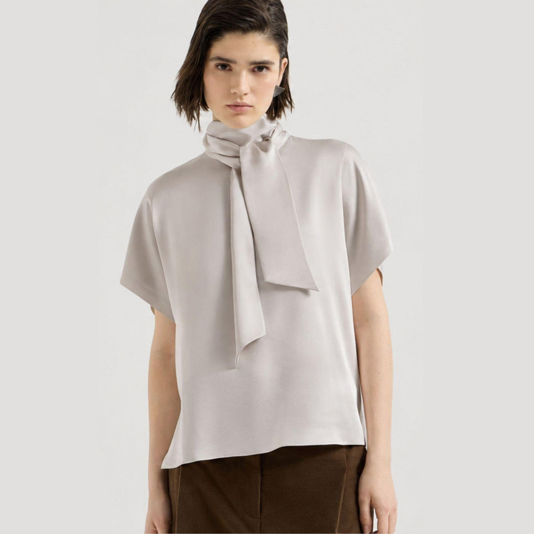 Silk Satin High Neck Top