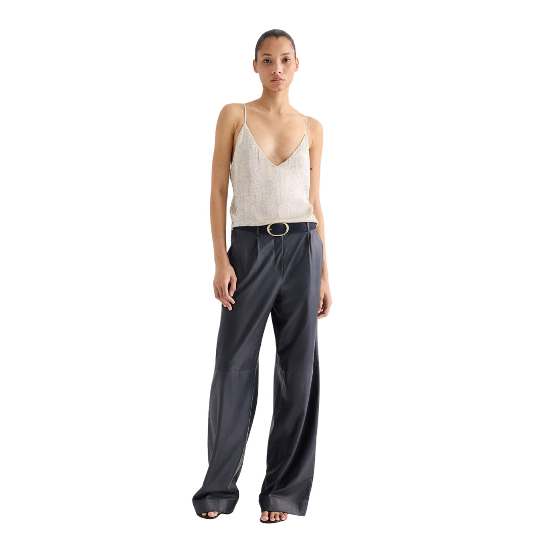 Simple Bugle Bead Cami Top in Ivory and Silver