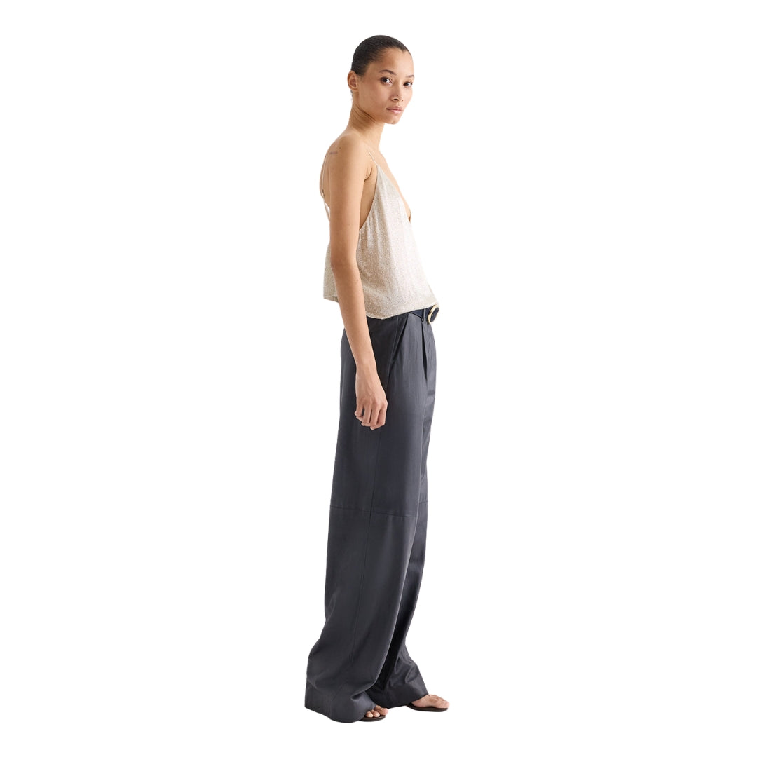 Simple Bugle Bead Cami Top in Ivory and Silver