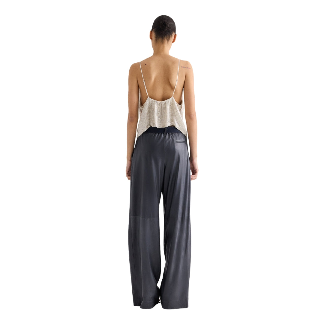 Simple Bugle Bead Cami Top in Ivory and Silver