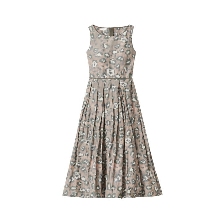 Sleeveless Dress with Bubble Hem Skirt in Brownstone Multi