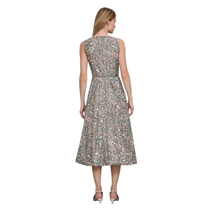 Sleeveless Dress with Bubble Hem Skirt in Brownstone Multi