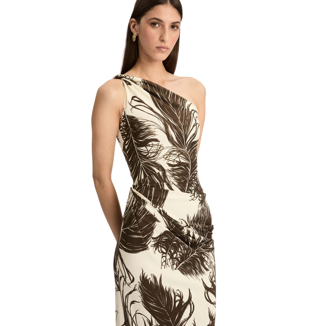 Sleeveless Feather Milano Jersey Gown