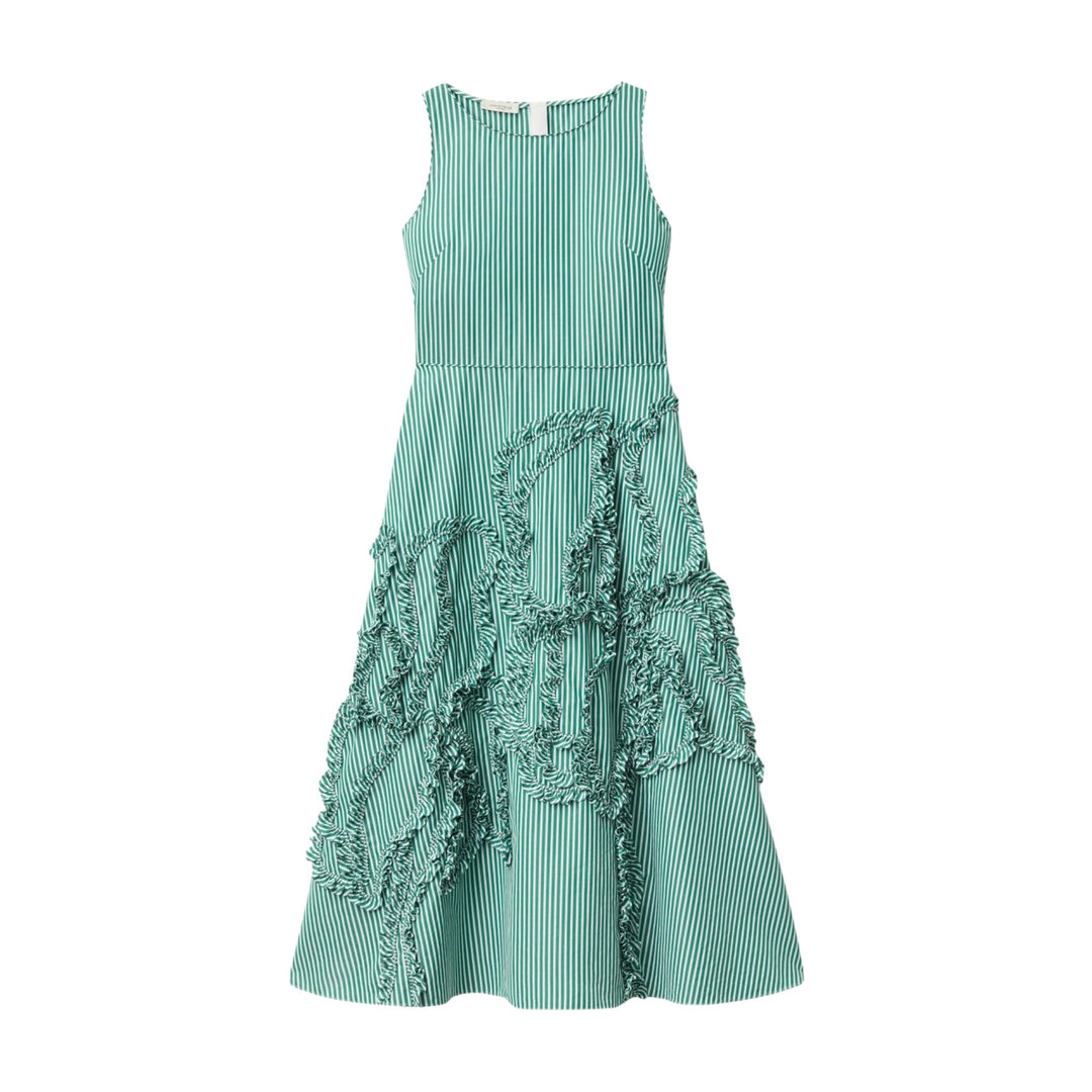 Sleeveless Midi Dress W/ Floral Applique in Grass Multi Gwynn's Sleeveless Midi Dress W/ Floral Applique in Grass Multi Gwynn's