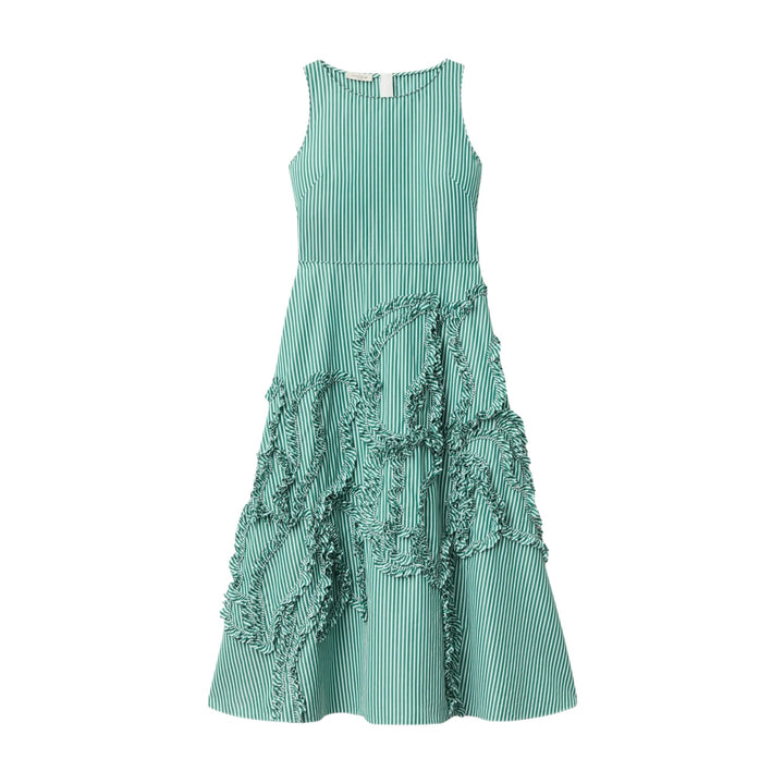 Sleeveless Midi Dress W/ Floral Applique in Grass Multi