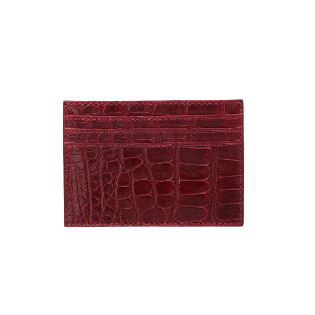 Slim Credit Card Case No. 204 in Burgundy Crocodile