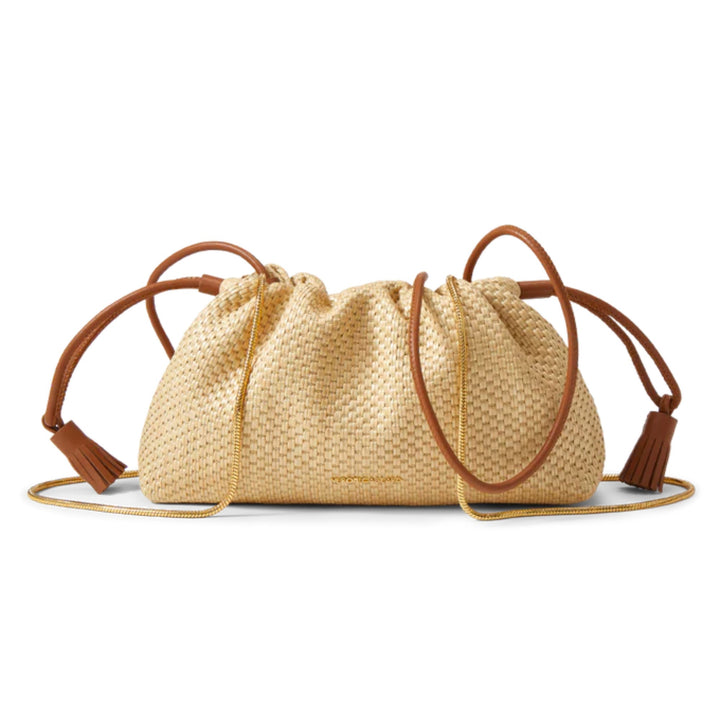 Small Raffia Stash Bag in Hazelwood/Natural